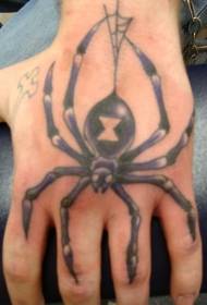 Hand back cartoon hand drawn big spider tattoo pattern