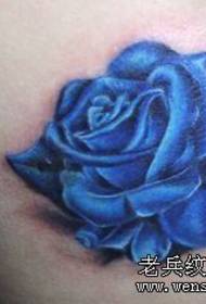 Back colored blue rose tattoo pattern