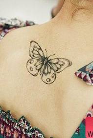 Little fresh woman back butterfly tattoo work