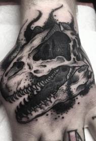 Ručné rytie vzor čierny dinosaurus lebka tetovanie vzor