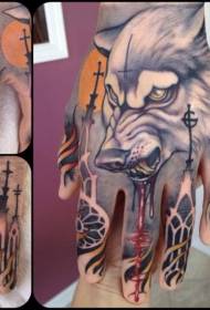 Ručno obojeni uzorak tetovaže krvavog vražjeg vuka