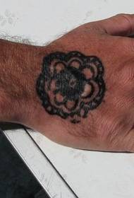 Hand back black mandala flower tattoo pattern
