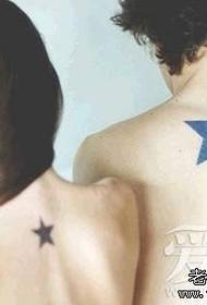 Small fresh couple back five-pointed star tattoo works