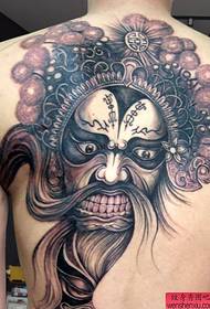 Назад візерунок татуювання: крутий повний задній пекінський оперний маска портрет татуювання візерунок