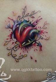 Beauty back color love heart tattoo pattern