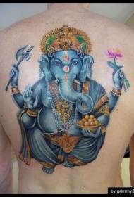 Lotus tetoválás a színes Ganesha kezében