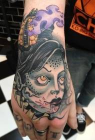 Arm cartoon vampire female ghost tattoo pattern