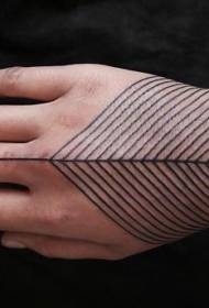 Simple tribal style black line hand back tattoo pattern
