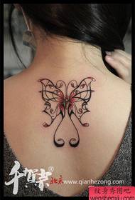 Popular small butterfly tattoo pattern on the back of girls