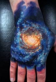 Male hand back color galaxy tattoo pattern