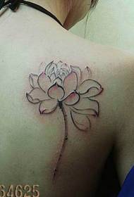 Girl's Shoulder Back Ink Style Lotus Tattoo Patroon