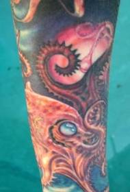 Blomma arm färg färg bläckfisk tatuering mönster
