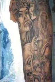 男性花臂海盗主题纹身图案