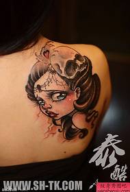Back geisha tattoo pattern
