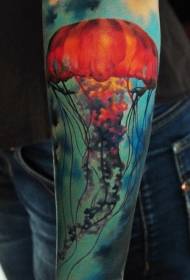 Corak tatu jellyfish warna lengan cantik