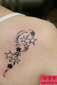 Girl's back fashion five-pointed star tattoo pattern