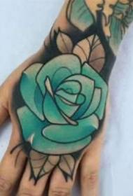 Tatuat a l'esquena Personalitzat patró de tatuatge de la figura floral de la mà de nou a la mà
