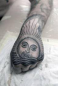 Hand mysterious tribal wind sun tattoo pattern