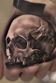Hand real photo damaged skull tattoo pattern