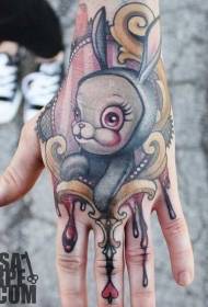 Arm funny cartoon rabbit portrait tattoo pattern