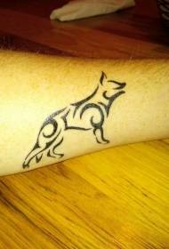 Leg German Shepherd Totem Tattoo Pattern