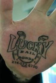 Hand heart black lucky english alphabet tattoo pattern