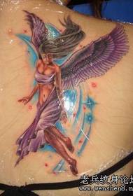 Beauty back angel wings tattoo pattern