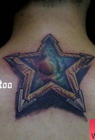 Cool back five-pointed star with starry tattoo pattern