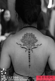 Popularni popularni van Gogh lotus tattoo pattern na leđima djevojčica