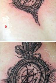 Back popular pop compass tattoo pattern