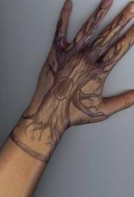 Corak tattoo garis paman coklat belakang tangan
