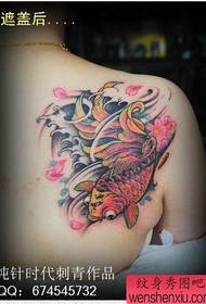 Pretty colorful goldfish tattoo pattern for girls shoulders