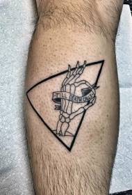 Calf licking hand with letter triangle tattoo pattern