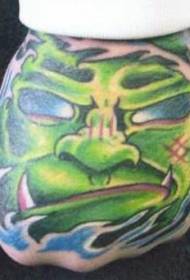 Hand colored monster face tattoo pattern