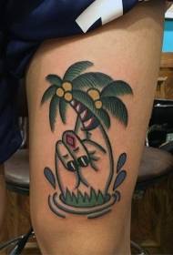 Palma e këmbëve me ngjyra të gjelbërta me modelin e tatuazheve të gishtërinjve