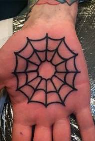 Hand palm simple black spider web tattoo pattern