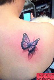 Girl's back only beautiful color butterfly tattoo pattern
