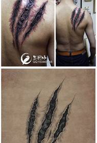 Male back domineering cool peeling and mechanical tattoo pattern