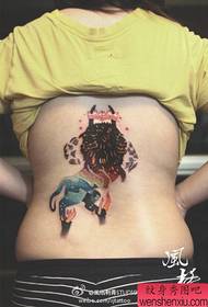 Girls 'back classic pop star lion tattoo patroon