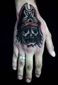 Hand simple homemade like colorful pirate skull tattoo