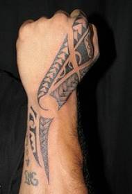 Black woven striped hand back tattoo pattern