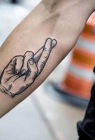Arm minimalist hand cross finger tattoo pattern