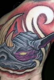 Arm fantasy cartoon devil rhinoceros tattoo pattern