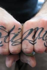 Hand black curly English alphabet tattoo pattern