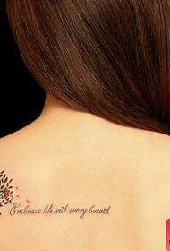 Girl back totem tree letter tattoo pattern