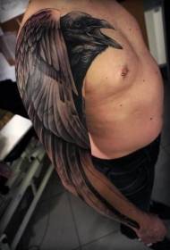 手臂很酷的黑乌鸦纹身图案