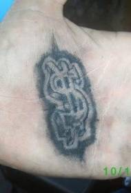 Melnā stila dolāra zīmes tetovējuma raksts