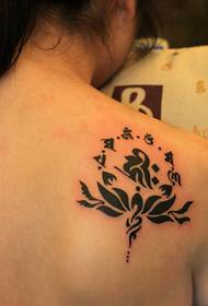 a back Sanskrit lotus tattoo pattern