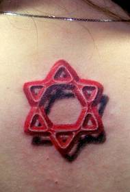Modello di tatuaggi di ragazze: cute bellezza ritornu ritratto di tatuatu di stella di sei punti (boutique)