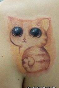 Söt kattungen tatuering mönster på baksidan